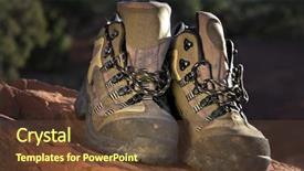  Presentation with hiking - Slide deck with hiking boots on red rock background and a tawny brown colored foreground