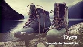  Presentation with compass - Audience pleasing PPT theme consisting of hiking boots with compass backdrop and a dark gray colored foreground