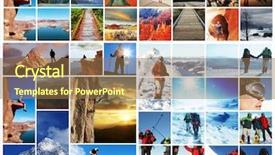 Presentation with hiking - Presentation theme with hiking collage background and a  colored foreground