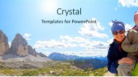  Presentation with family - Theme enhanced with hiking family on hike tre background and a cool aqua colored foreground