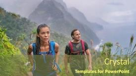  Presentation with walking trail - Theme having hiking-hikers-woman-and-man background and a tawny brown colored foreground
