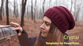  Presentation with hiking - Presentation with hiking-in-autumn-forest-woman background and a tawny brown colored foreground
