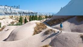  Presentation with volcanic rock - Presentation theme enhanced with hiking-in-cappadocia-white-valley background and a light blue colored foreground