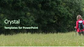  Presentation with couples hiking - PPT layouts consisting of hiking in countryside - banner template background and a wine colored foreground