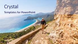  Presentation with turkey - PPT theme having hiking in famous lycian way background and a sky blue colored foreground