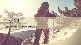  Presentation with hiking mountain - Amazing presentation design having hiking in mountains backdrop and a  colored foreground