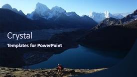  Presentation with hiking - PPT layouts featuring hiking-in-nepal-himalayas-male background and a navy blue colored foreground
