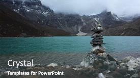  Presentation with altitude - Audience pleasing PPT theme consisting of hiking-in-nepal-himalayas-stone backdrop and a ocean colored foreground