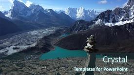  Presentation with altitude - Cool new slide deck with hiking-in-nepal-himalayas-stone backdrop and a ocean colored foreground