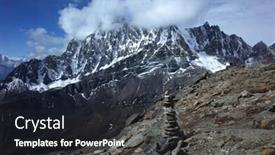  Presentation with mountain hiking - Beautiful slide set featuring hiking-in-nepal-himalayas-stone backdrop and a wine colored foreground