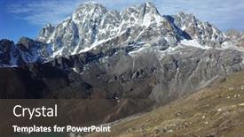  Presentation with mountain hiking - Presentation design enhanced with hiking-in-nepal-himalayas-view background and a dark gray colored foreground