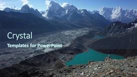  Presentation with nepal - PPT theme enhanced with hiking-in-nepal-himalayas-view background and a ocean colored foreground