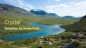  Presentation with hiking - Colorful slide set enhanced with hiking-in-northern-sweden-camping backdrop and a tawny brown colored foreground