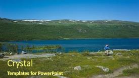  Presentation with scandinavia - Presentation design enhanced with hiking-in-sweden-in-summer background and a tawny brown colored foreground