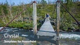  Presentation with crossing bridge - Theme consisting of hiking-in-sweden-in-summer background and a ocean colored foreground