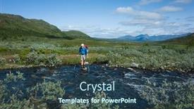  Presentation with nature river - PPT layouts consisting of hiking-in-swedish-lapland-man background and a ocean colored foreground
