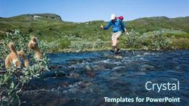  Presentation with nature river - Beautiful slides featuring hiking-in-swedish-lapland-man backdrop and a ocean colored foreground
