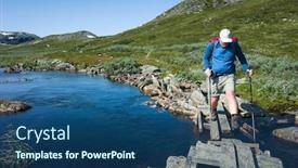 Presentation with broken bridge - Amazing slides having hiking-in-swedish-lapland-man backdrop and a ocean colored foreground