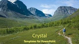  Presentation with swedish - Colorful slide deck enhanced with hiking-in-swedish-lapland-man backdrop and a tawny brown colored foreground