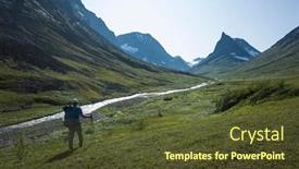  Presentation with scandinavia - PPT theme enhanced with hiking-in-swedish-lapland-man background and a tawny brown colored foreground