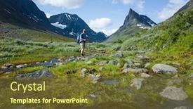  Presentation with scandinavia - PPT layouts with hiking-in-swedish-lapland-man background and a tawny brown colored foreground