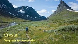  Presentation with scandinavia - Cool new slides with hiking-in-swedish-lapland-man backdrop and a tawny brown colored foreground