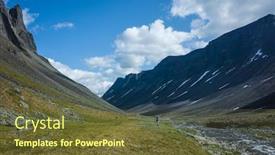  Presentation with scandinavia - Amazing PPT layouts having hiking-in-swedish-lapland-man backdrop and a tawny brown colored foreground