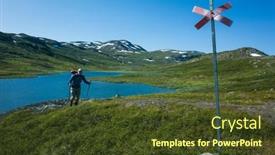  Presentation with swedish - Presentation design consisting of hiking-in-swedish-lapland-man background and a tawny brown colored foreground
