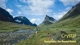  Presentation with nature river - Audience pleasing slides consisting of hiking-in-swedish-lapland-tent backdrop and a tawny brown colored foreground