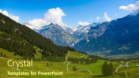 Presentation with alps - Cool new PPT theme with jungfrau region canton bern switzerland backdrop and a tawny brown colored foreground
