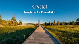  Presentation with tourism hiking - Presentation theme enhanced with hiking in yellowstone national park background and a teal colored foreground