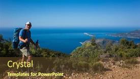  Presentation with stretch - Amazing slide set having hiking-lycian-way-man-tourist backdrop and a tawny brown colored foreground