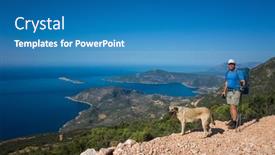  Presentation with stretch - Presentation design having hiking-lycian-way-man-tourist background and a teal colored foreground