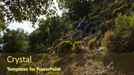  Presentation with mountain hiking - Colorful slide deck enhanced with hiking-lycian-way-man backdrop and a tawny brown colored foreground