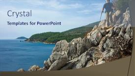  Presentation with trekking - Audience pleasing PPT layouts consisting of hiking-lycian-way-man backdrop and a light blue colored foreground
