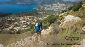  Presentation with activity - PPT theme enhanced with hiking-lycian-way-man background and a coral colored foreground