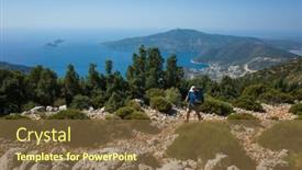  Presentation with trekking - Audience pleasing presentation consisting of hiking-lycian-way-man backdrop and a tawny brown colored foreground