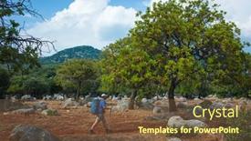  Presentation with stretch - Slide set with hiking-lycian-way-man background and a tawny brown colored foreground