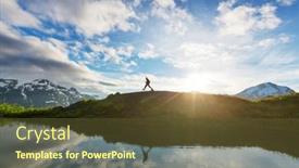  Presentation with popular - Colorful presentation theme enhanced with hiking-man-in-canadian-mountains backdrop and a tawny brown colored foreground
