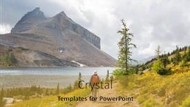  Presentation with north america - PPT theme with hiking-man-in-canadian-mountains background and a gold colored foreground
