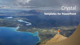  Presentation with north america - Slides consisting of hiking-man-in-canadian-mountains background and a seafoam green colored foreground