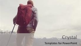  Presentation with popular - PPT layouts enhanced with hiking-man-in-canadian-mountains background and a lemonade colored foreground