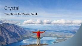  Presentation with popular - Presentation featuring hiking-man-in-canadian-mountains background and a light blue colored foreground