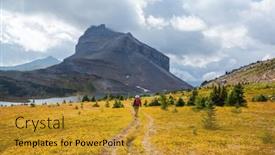  Presentation with recreation - Presentation theme consisting of hiking-man-in-canadian-mountains background and a gold colored foreground