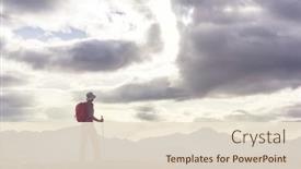  Presentation with popular - Slide deck having hiking-man-in-canadian-mountains background and a lemonade colored foreground