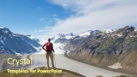  Presentation with popular - Slide set with hiking-man-in-canadian-mountains background and a tawny brown colored foreground