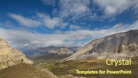  Presentation with popular - PPT theme featuring hiking-man-in-canadian-mountains background and a tawny brown colored foreground