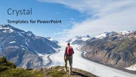  Presentation with popular - Slide set featuring hiking-man-in-canadian-mountains background and a light blue colored foreground