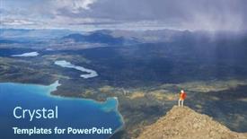  Presentation with recreation - Slide set consisting of hiking-man-in-canadian-mountains background and a ocean colored foreground