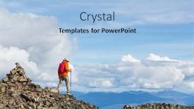  Presentation with north america - Presentation consisting of hiking-man-in-canadian-mountains background and a light blue colored foreground